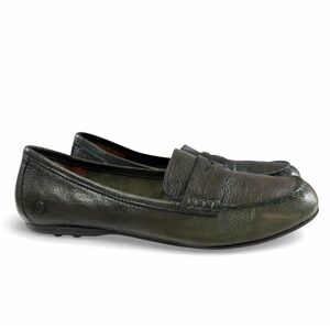 Born Dinah Dark Green Leather Penny Loafers Size 9M/W